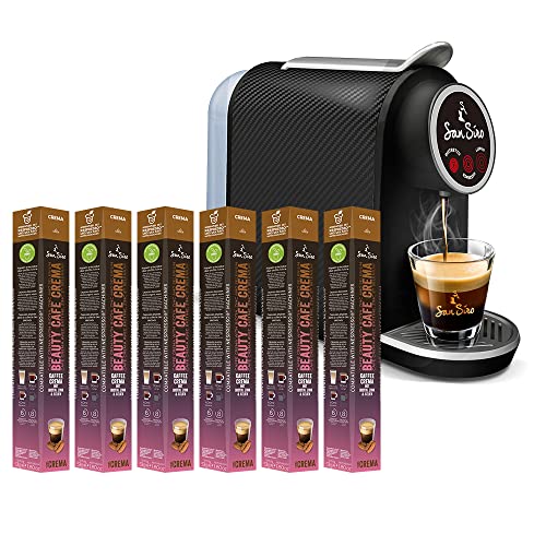 San Siro SanSiro Smart Lifestyle Kapselmaschine Schwarz - Espresso, Ristretto und Lungo Taste BIO VITAMIN KAFFEE Crema BEAUTY CAFE - 100% Industriell kompostierbar - Umweltfreundlich Cover