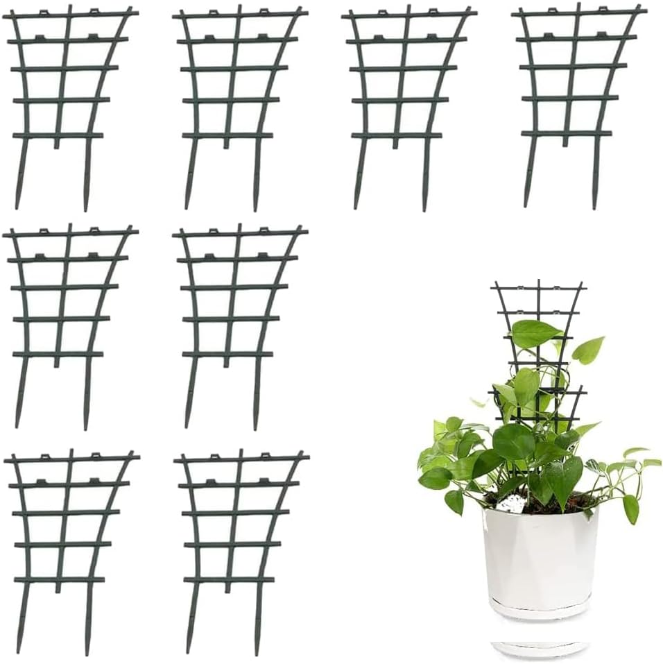 8Pcs Trellis for Potted Plants,Plastic Mini Garden Trellis for Climbing Plants Superimposed Potted Plant Support Climbing Holder Rack for Potted Flowers Climbing Vines Vegetables