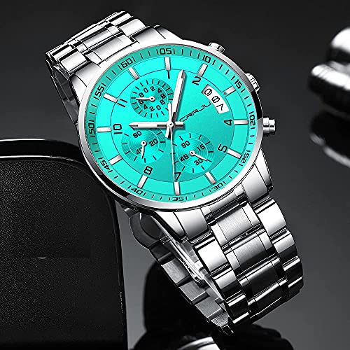 Image of CRRJU Men's Multifunctional Chronograph Wristwatches,Stainsteel Steel Band Fashion Quartzuartz Waterproof Watch