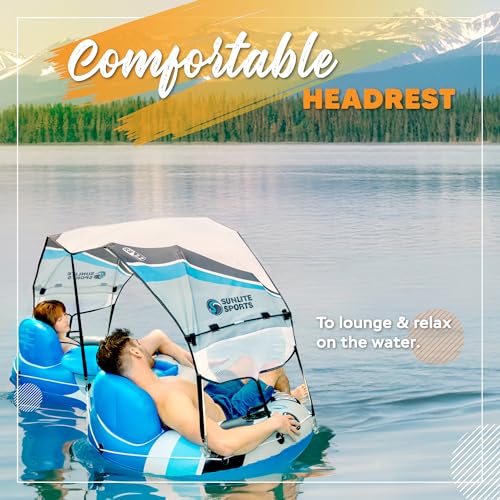 Sunlite Sports 2 Person River Tube with UV Blocking Canopy - Sun Protection Double Water Float for Lake, River, Pool, Heavy Duty PVC, 2 Drink Holders, Easy Inflation by Sunlite Sports - Image 5