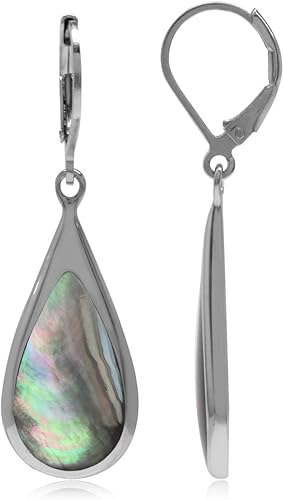 Silvershake Pendientes colgantes de plata de ley 925 chapados en oro blanco con incrustaciones