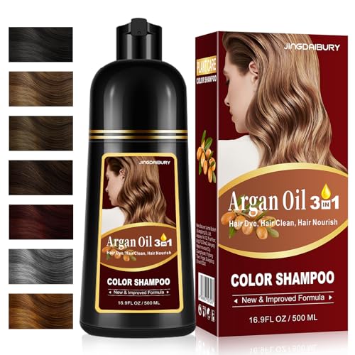 Wine Red Argan Oil Hair Color Shampoo, 3 in 1 for Women & Men, Instant Red Shampoo for Gray Hair, Semi-Permanent, Lasts 4 Weeks, Salon-Quality, Easy to Use at Home