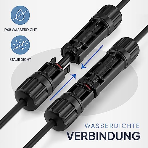 SEPO-Leitungen Solarkabel Verlängerung 4mm²/6mm² – 2er Set 1/2/3/5/10M – inkl. 0% MwSt. gem. § 12 Abs. 3 Ust Verbindungskabel mit MC4-Steckern – UV-beständig & langlebig für Solaranlagen