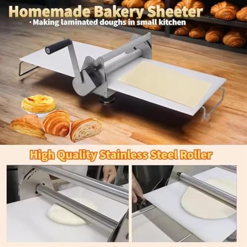 Sfogliatrice manuale per impasto, pieghevole, 30,5 cm/39,4 cm, in acciaio inox, impostazioni di spessore regolabile, per pizza, cornetti, pasticceria, biscotti, RS201