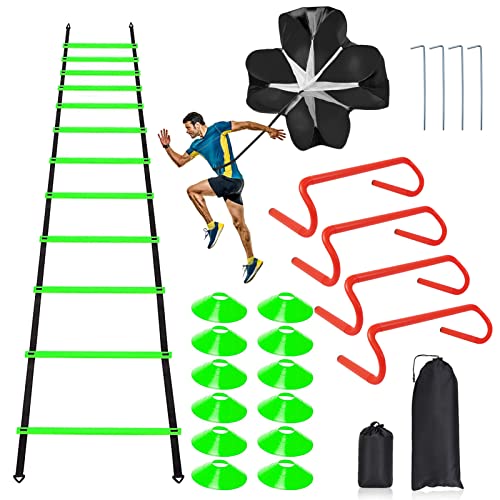 Speed & Agility Ladder Training Equipment Set, Includes 12 Rung