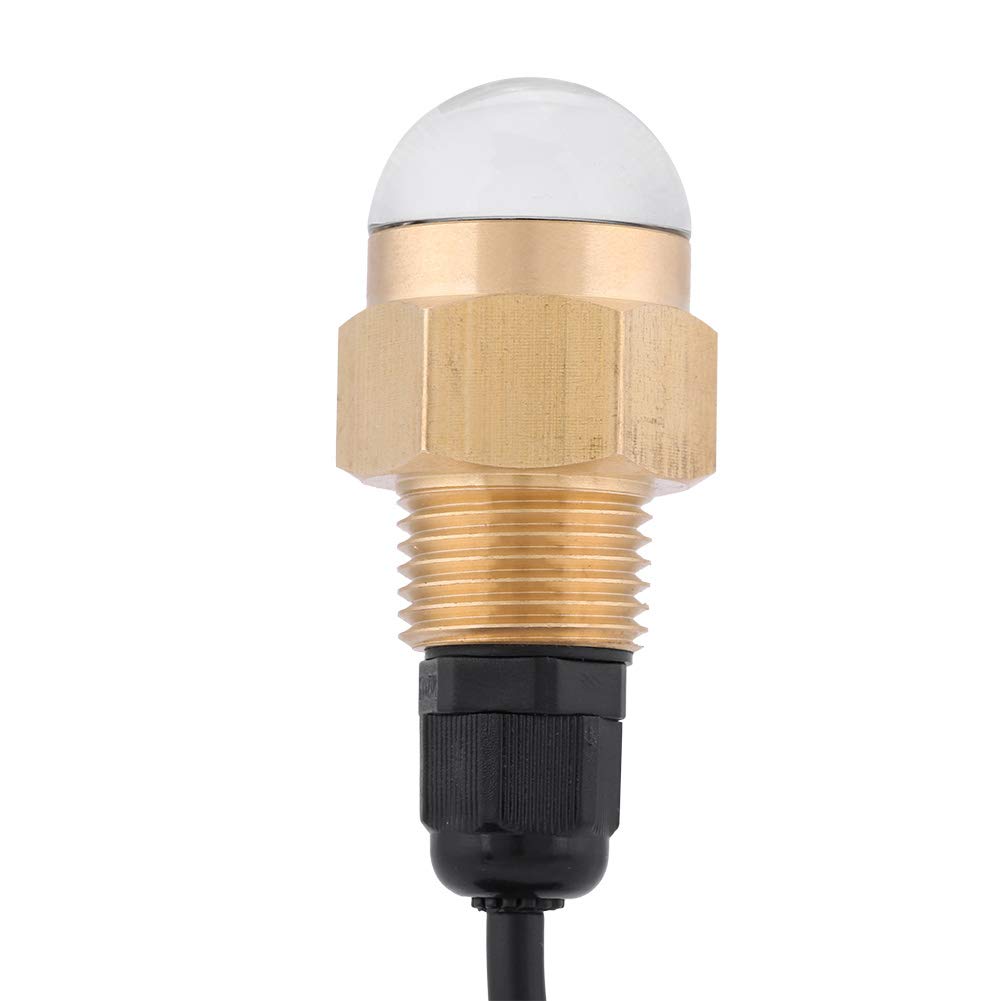 Luz subacuática LED azul de vidrio y latón de 12 V para embarcaciones marinas, luz impermeable con tapón de drenaje para submarinos y rosca NPT de 1/2", certificada IP68 para