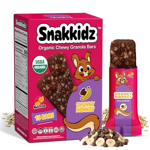 Image of Snakkidz Organic Granola Bars, Chunky Monkey, Seed oil free,15 Bars