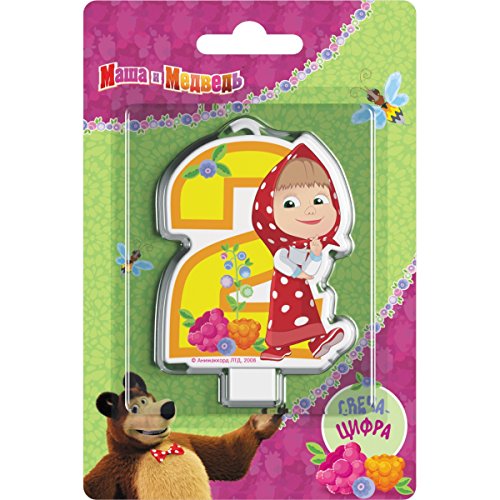 Сandle on a Cake Topper 2 years Birthday Masha and the Bear Must Have Accessories for the Party supplies and Birthday Masha y el Oso para niños