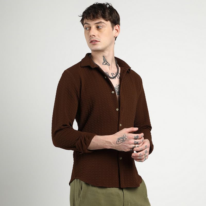 Image of CAHOOT Men'sTartan Plaid Shirt for Casual Wear | Spread Collar | Long Sleeve | Button Closure | Shirt Crafted with Comfort Fit for Everyday Wear