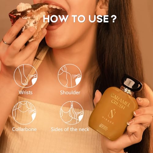 Image of Nisara Caramel Crush Gourmet Perfume For Woman 100 ml | Long Lasting Eau De Parfum | Caramel Fragrance With | Caramel, Apple, Rose, Sugar, Vanilla | EDP Scent spray for Woman | Premium Perfume For Her