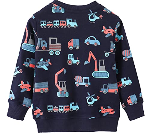 EULLA Kinder Jungen Sweatshirt Pullover Activewear Langarm Baumwolle Traktor Herbst Winter Oberteile 5 Jahre alt 1# Dunkelblau Traktor DE 110