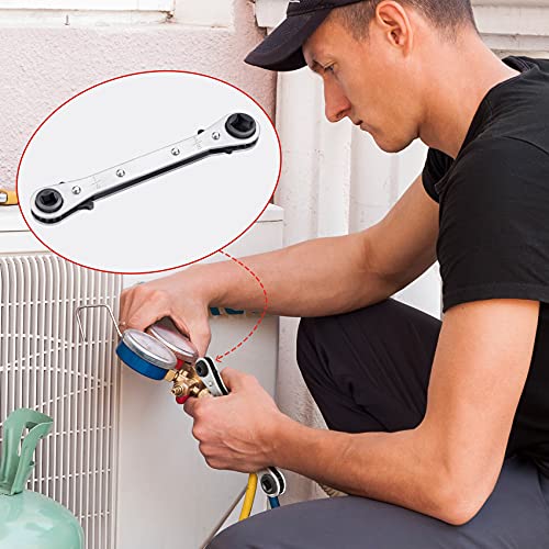 Ancirs 5/16 To 1/4 Hvac Service Wrench For Air Conditioning, 3/8 To 1/4 Ratcheting Air Conditioner Service Wrench For Refrigeration Equipment Repair #TOP6
