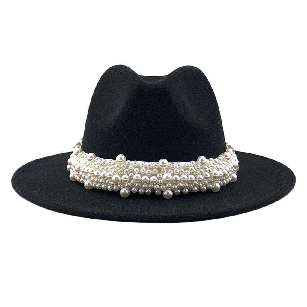 Cashmere Fedora Hat Womens Wide Brim Jazz Cap Bowler Dress Hats Black| Hats| Accessories |Clothing Shoes &-image-25