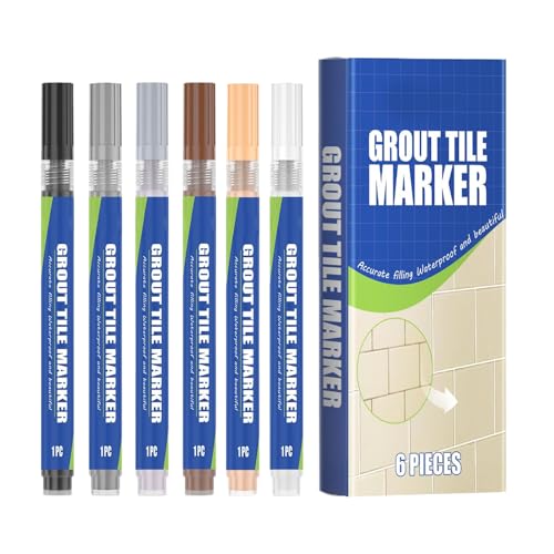 Rotulador para Juntas | 6 Piezas Bolígrafo Reparador de Azulejos Colores,Colorante Reparador Duradero Para Baños Piscinas Balcones Terrazas Cocinas Comerciales Suelos Y Grietas En Hogares