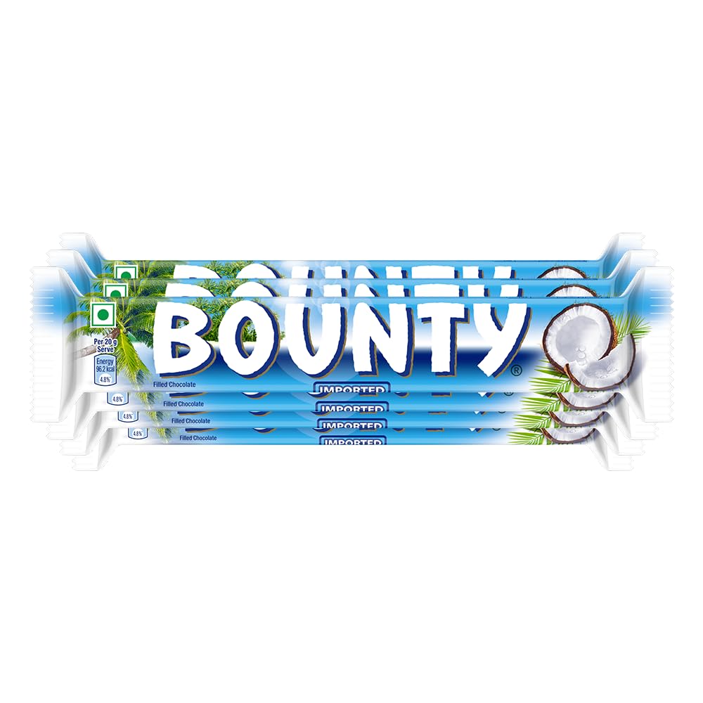 Bounty Coconut Chocolate Bar | Coconut Filled Chocolate | Soft & Tender in the Centre | Premium Chocolate for Sharing and Gifting | 50 g | Pack of 6