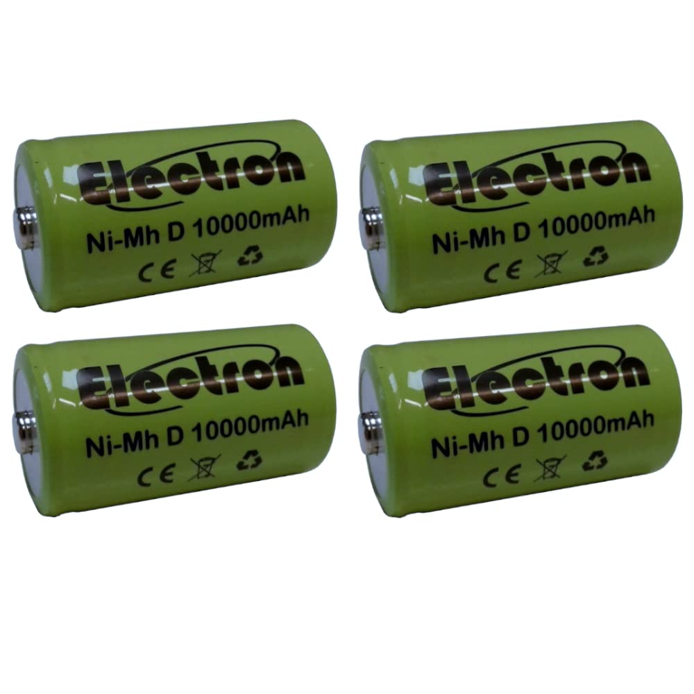 4 piles rechargeables Ni-Mh torche D 1,2 V 1 0000 mAh 10 Ah 61 x 33 mm 33 x 61 mm NiMh