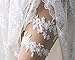 Handmade White Lace Wedding Garter Set for Bride, Floral Embroidery Bridal Keepsake and Toss 2pcs, Non-Slip Stretch Jewelry for Leg