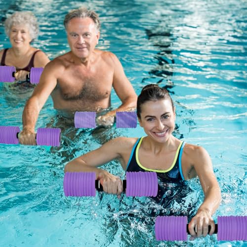 Aquatic Exercise Dumbbells, Water Weights for Pool Exercise, 2PACK EVA Foam Water Dumbbells for Youth Women Water Workouts, Swimming Training (Purple) by Outamateur - Used condition - Image 6