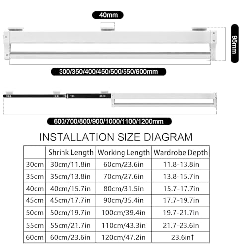 Barre de penderie coulissante de 40 cm pour dressing - 6