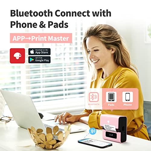 Image of Phomemo Label Maker- M221 Label Maker Machine 3 Inch Bluetooth Thermal Barcode Printer for Small Business /Home Use, for Barcode, Address, Logo, Mailing, Stickers, Compatible with Phone & PC, Pink