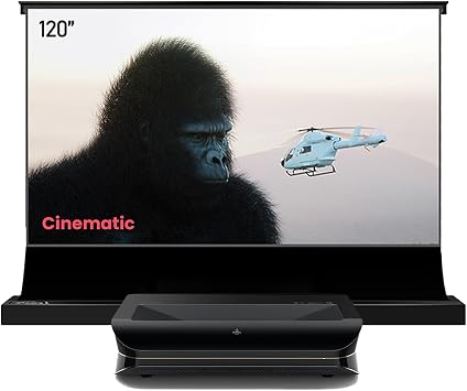 AWOL VISION LTV-3000 Pro with 120" Motorized Floor Rising Screen Bundle, Dolby Vision & Atmos, HDR10+, 150" UST Laser TV Home Theater Projector with 120" Motorized Floor Rising Screen