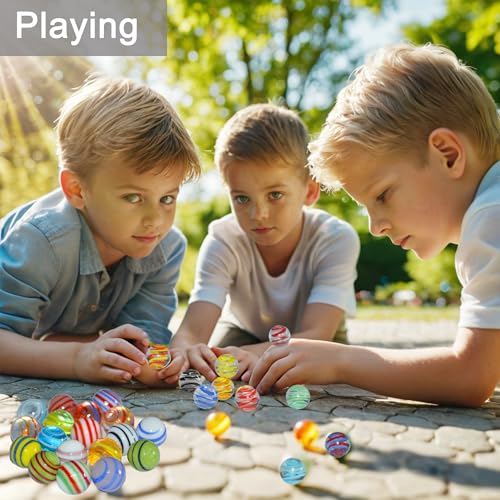 meizhouer Glass Marbles for Kids: Chinese Checkers Replacements Marble Games for Kids 8-12 Travel Home School - Game Birthday Marble Games Patterns for Girls Boys (6 Pack of Colored) - Thumbnail 5