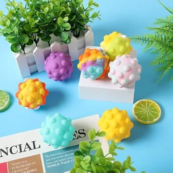 子供用ストッキングスタッファー 4個パック ポップボール フィジェットトイ 3dボールプッシュバブルプッシュスクイーズボール 感覚玩具 ギフト ストレス解消ゲーム 子供/大人向け