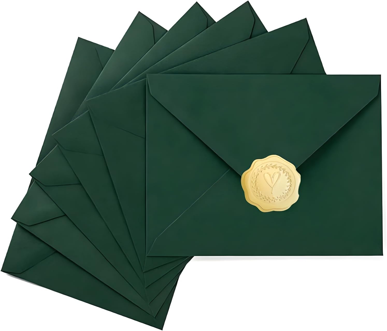 YOWPEY 25Pcs Green A7 Envelopes with 1Sheet Gold Embossed