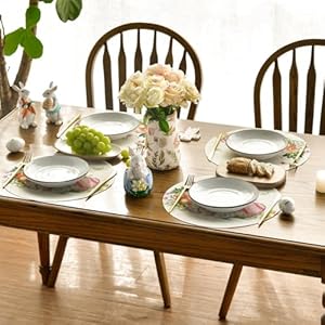 Artoid Mode Easter Round Placemats Set of 4, 14 Inch Bunnys Carrot Eggs Spring Farmhouse Round Table Mats for Easter Party Dining Decoration Artoid Mode Easter Round Placemats Set of 4 14 Inch Bunnys Carrot Eggs Spring Farmhouse Round Table Mats for Easter Party Dining Decoration