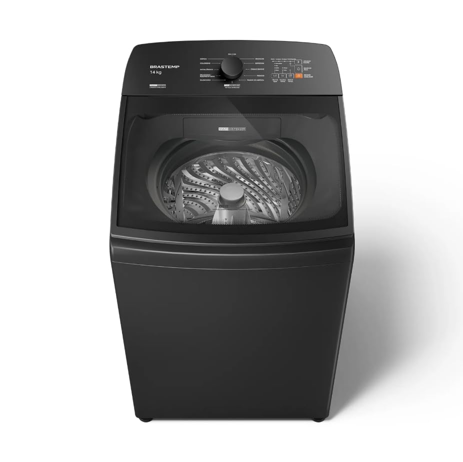 Máquina de Lavar Cinza Platinum Brastemp 14kg com Smart Sensor e Função Reduzir Tempo - BWJ14A9 110v