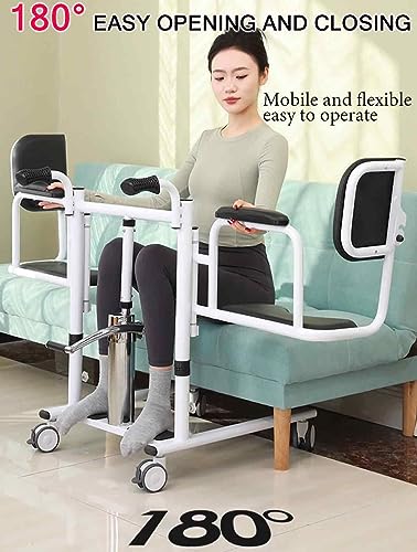Hydrauliczny podnośnik dla pacjenta, elektryczny fotel transferowy dla osób starszych i niepełnosprawnych, podzielone siedzenie 180°, nośność do 150 kg, do toalety i jadalni