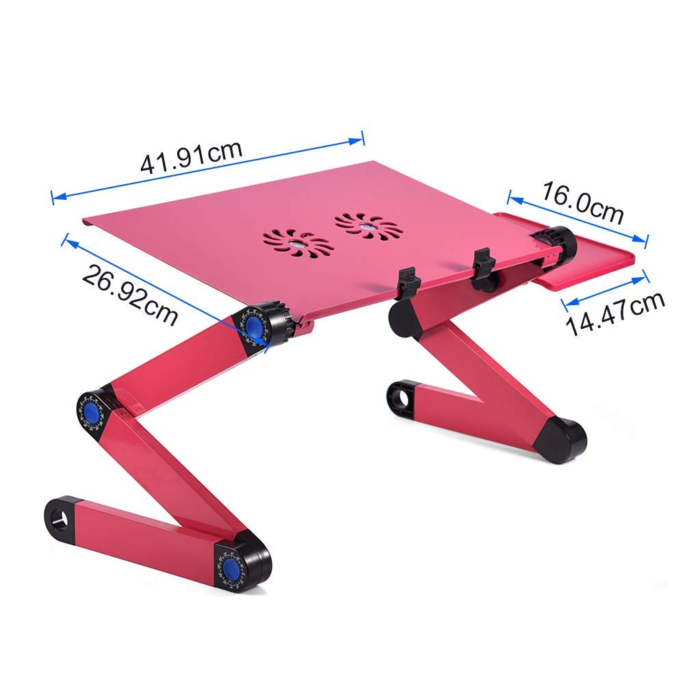 Soporte para Portátil de Aluminio Plegable - Altura Ajustable (4-48cm) con Base de Ventilación y Soporte, Ideal para Ratón para Gaming, Oficina y Viaje