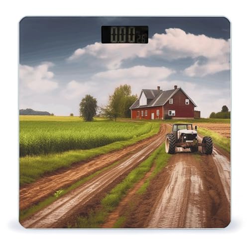 Balanza digital de baño con pantalla LCD y plataforma de vidrio templado miniatura 1