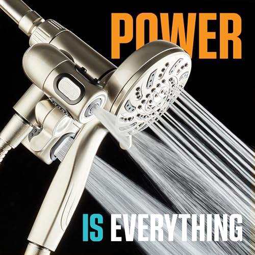 Aquadance High Pressure 156 Setting 14 Zone Shower Head & Handheld 3-way Combo System - Magnetic Docking, 314 Power Jets, Dual Adjustable Arms, 6 ft. Metal Hose, All Nickel Finish, Top American Brand by AquaDance - Used condition - Image 3