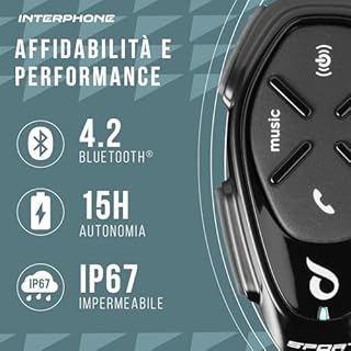 INTERPHONE SPORT HD - Doppio - Interfono da Casco Moto con Auricolari HD Hifi mm 40, 4 motociclisti, Distanza 1Km, Autonomia 20 ore - Standby 1.000 ore, TFT, GPS, Impermeabile, Universale Mod. 2024
