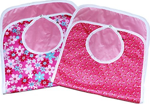 Large Extra Long, Reusable Washable Clothing Spill, Mealtime Protector, Waterproof Adult Sized Bib (Pk/2)