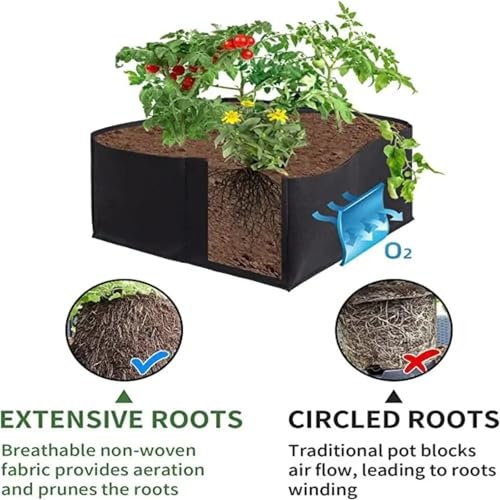 Bolsa de cultivo fieltro para evitar encharcamientos maceta rectangular con asas 4