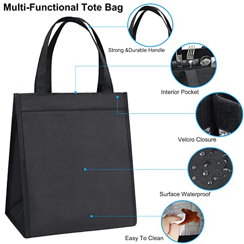 Booeudi Insulated Lunch Bag, Lunch Bag For Women Men, Large Adult Lunch Box Tote Bag With Interior Pockets, Reusable Lunch Box For Office, Work, Picnic Beach Or Travel, Black #TOP4