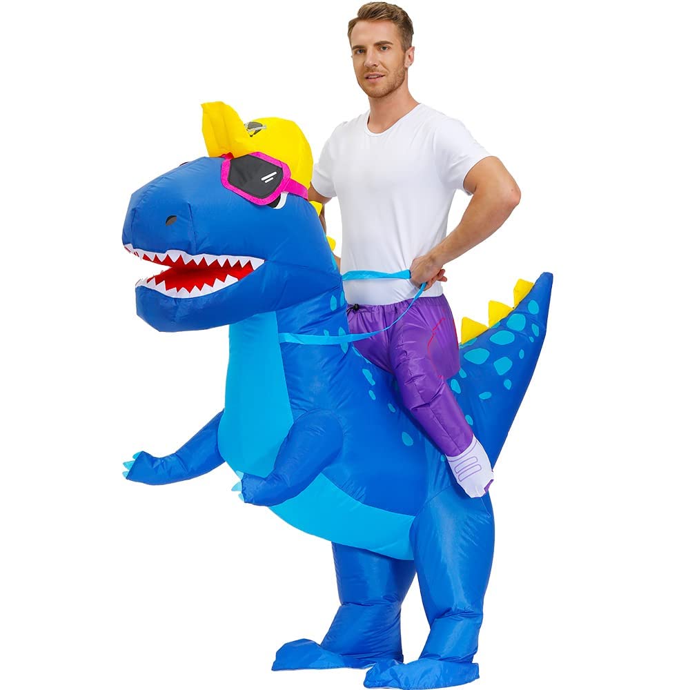 JASHKE Disfraz de Dinosaurio Hinchable Dinosaurio Azul Disfraces Hinchables Disfraces de Halloween Hinchables para Adultos