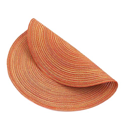 Image of SHACOS Round Braided Placemats Set of 8 Fall Place Mats Washable Polyester 15 inch Round Table Mats for Dining Table Wedding Party Decor (Fall Color Mix, 8)