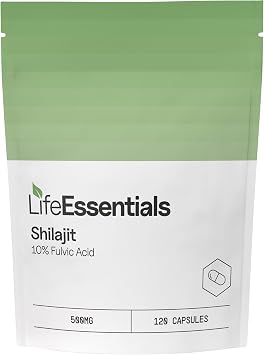 Life Essentials Pure Shilajit Capsules 500mg - High Strength Himalayan Shilajit Essence Supplements for Men & Women - Natural Energy & Vitality Support - 120 Veggie Capsules