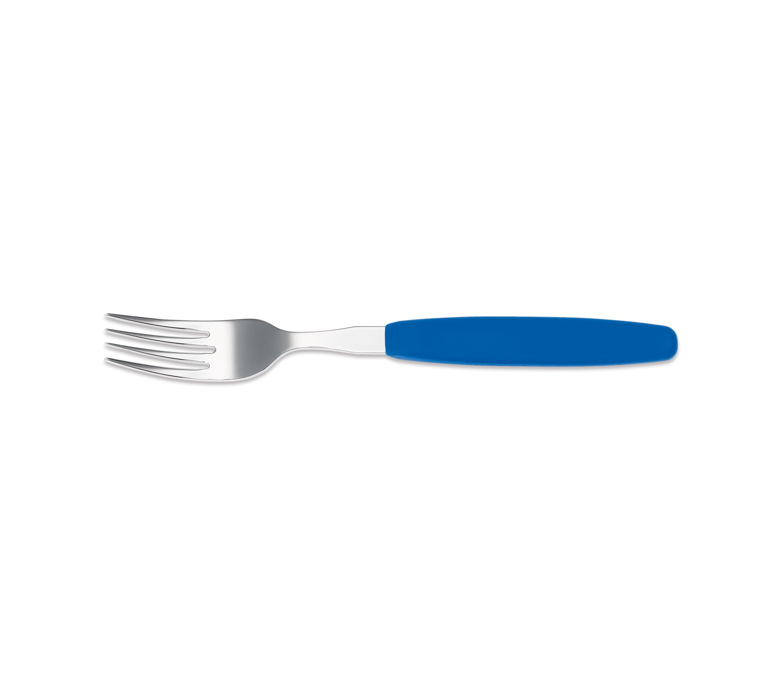 6er Set Giesser Messer Besteck Made in Germany - Gabel Essgabel Steakgabel Menügabel groß - ideal für Camping Rostfreier Edelstahl, ergonomischer Griff - Made in Germany - Blau
