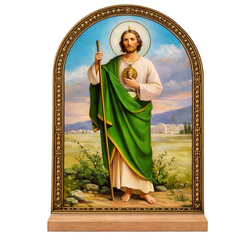 TALPGOD San Judas Tadeo Stand Catholic Ornament Statue St Jude Statue Acrylic Tabletop Dcor for Home Altar & Desk Christian Gift for Women & Men