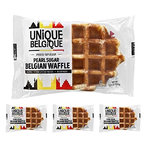 Auténticos waffles belgas importados de azúcar de perlas (con chispas de chocolate, 4 waffles de 3.17 oz) (3.17 oz, 4, unidades)
