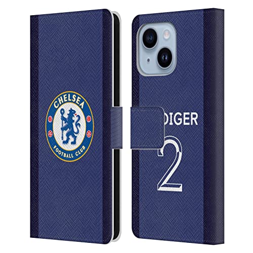 Housse Chelsea FC iPhone 14 Plus Rüdiger cuir pour supporter au stade