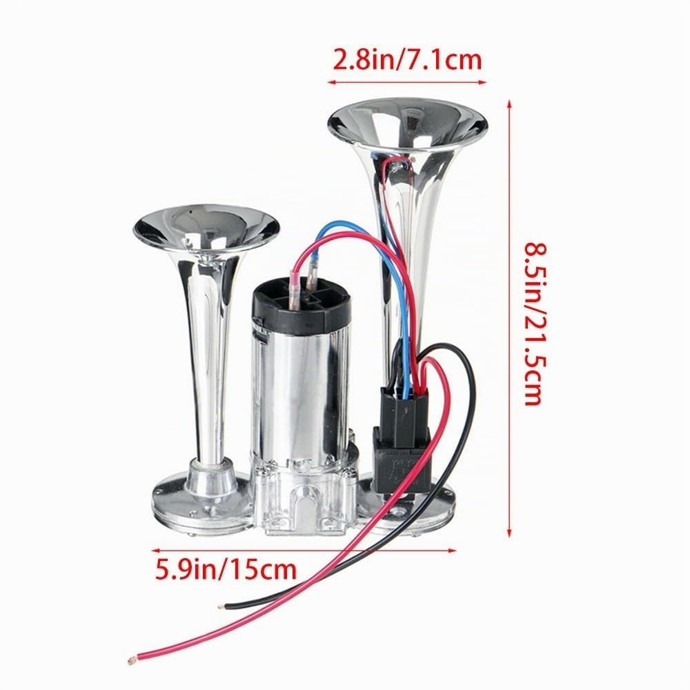 Clacson Ad Aria 12 V 150 dB per Camion - Tromba Doppia Super Forte per Auto, Kit di Corno Universale Potente per Furgoni, Moto, Barche