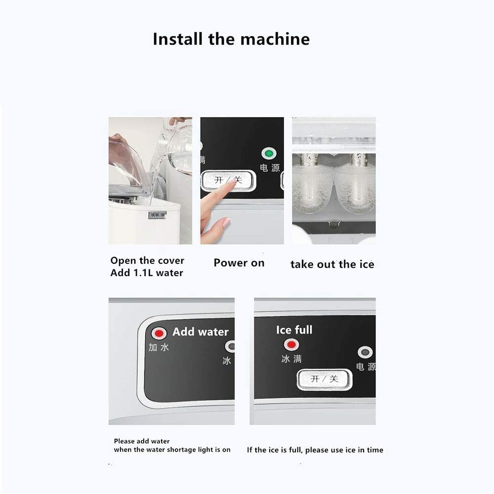 Portable Ice Maker Countertop Ice Cube Maker Machine,33lbs/24h, 9 Ice Cubes Ready In 8 Minutes,Mini Roundround Block Ice,Fully Automatic Ice Making on Fridge.com - View 6