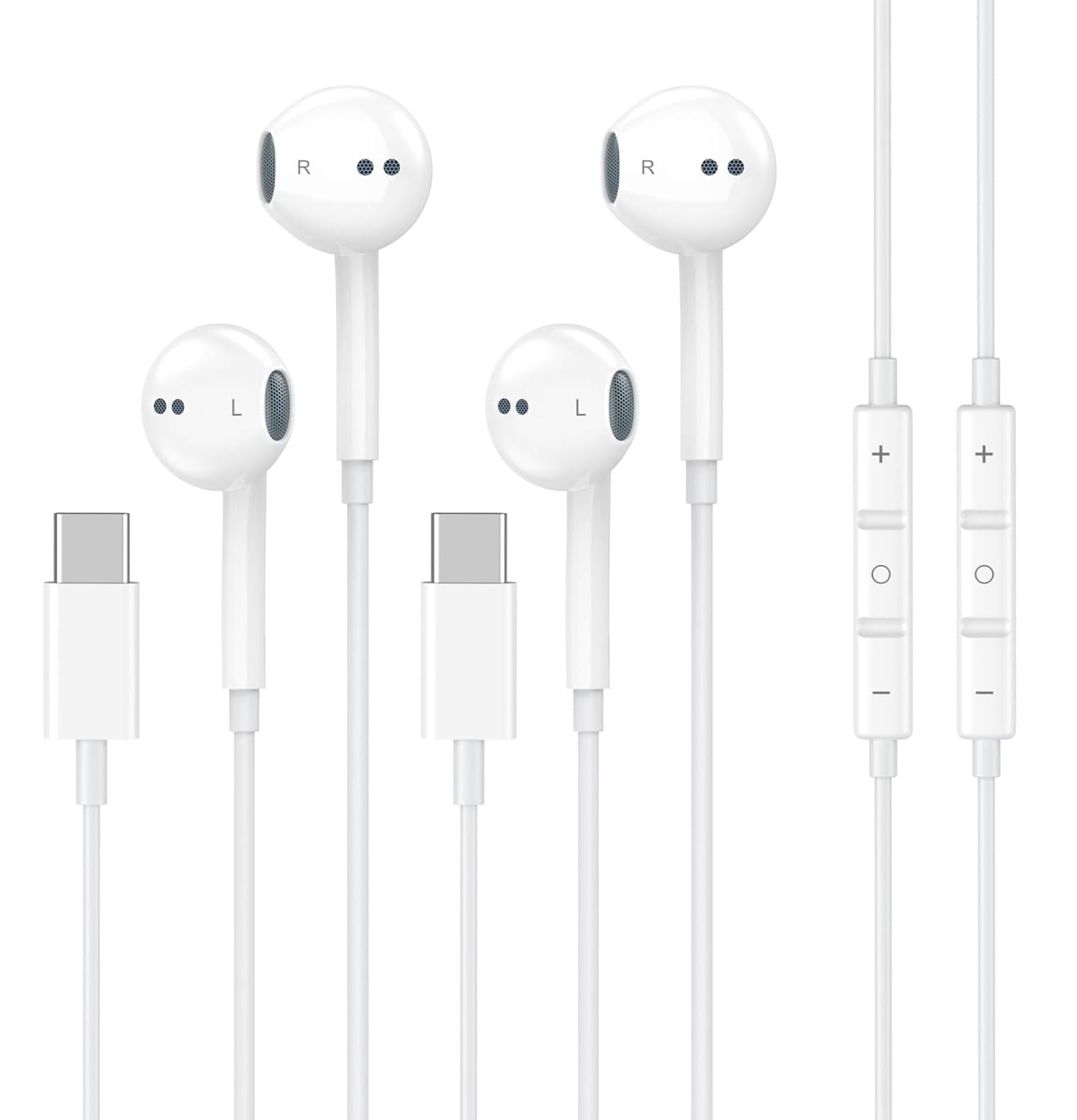 2 Pack USB C Headphones for iPhone 17 16 15, Type C Earphones with Microphone&Noise Cancelling Wired Earbuds for iPhone 17 16 15 Pro Max, iPad Pro,Samsung Galaxy S25 S24 Ultra,Pixel 9