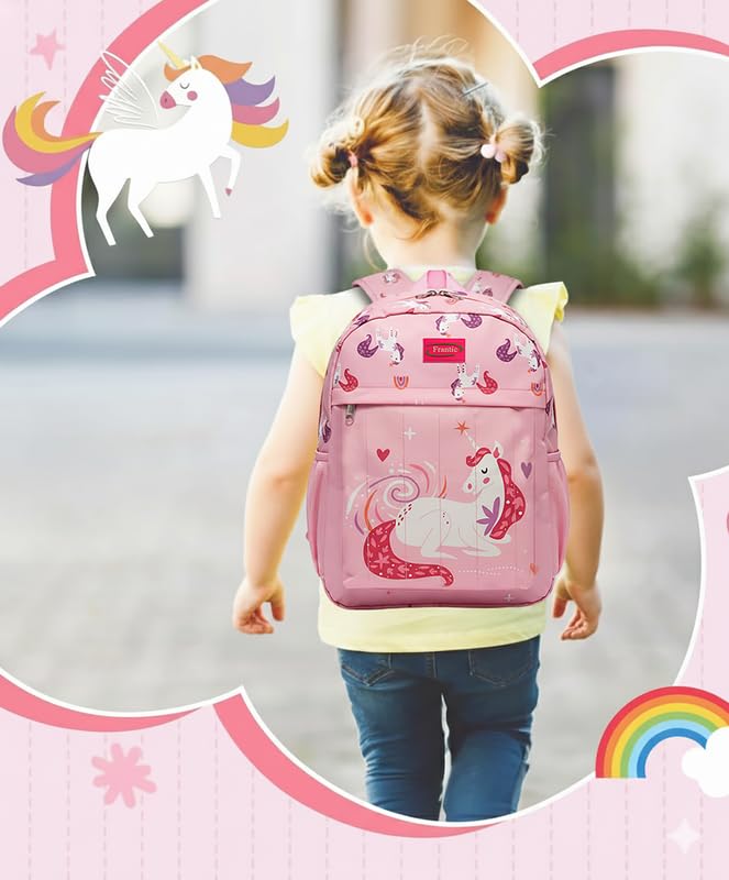 Image of Frantic Waterproof Polyester 35 L School Backpack With Pencil /Staionery Pouch School Bag Class 1 to 8 Daypack Picnic Bag For School Going Boys & Girls(RR Pink Dream Unicorn B)