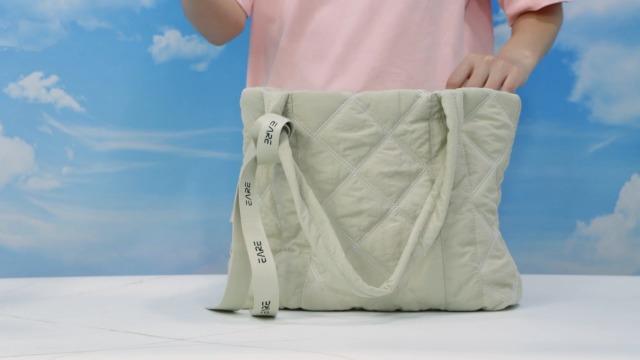 SUKUTU Women's Puffy Padded Tote Bag - Lightweight Quilted Shoulder Bag, Large Work Purse With Zipper - View #11